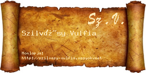 Szilvásy Vulfia névjegykártya